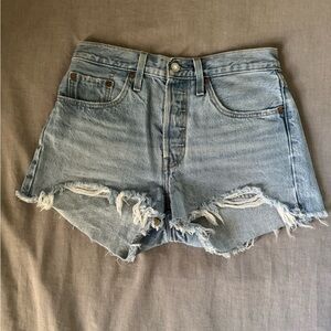 Levi's Blue Jean Shorts Distressed High-Waisted